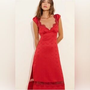 NWT Free People Red Foolish Heart Midi Dress